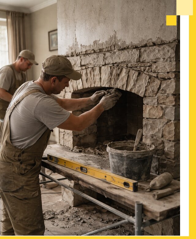 Изготовление каминов под ключ в Устях-Куте, монтаж и отделка