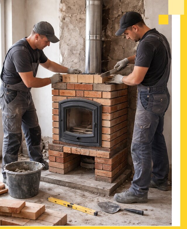 Монтаж печи камина под ключ в Устях-Куте с гарантией и пусконаладкой