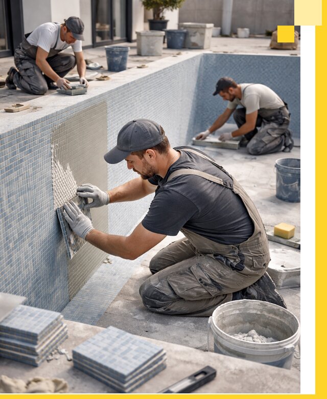 Облицовка бассейнов в Устях-Куте плитка мозаика гидроизоляция