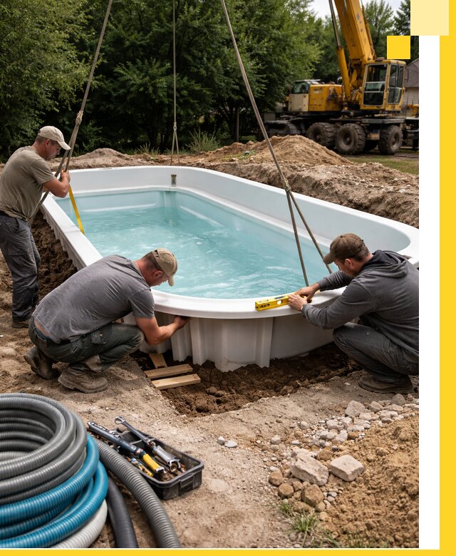 Установка и монтаж композитных бассейнов под ключ в Устях-Куте