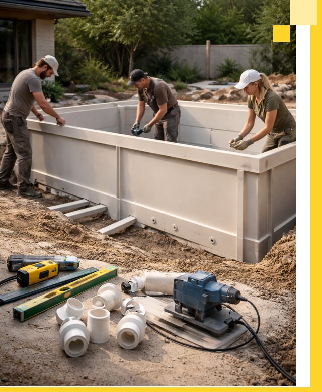 Установка полипропиленовых бассейнов под ключ в Устях-Куте