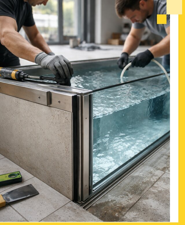 Проектирование и монтаж стеклянных бассейнов в Устях-Куте