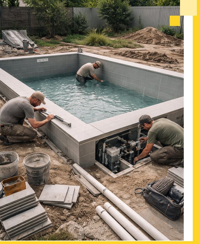 Строительство и монтаж бассейнов для дачи под ключ в Устях-Куте