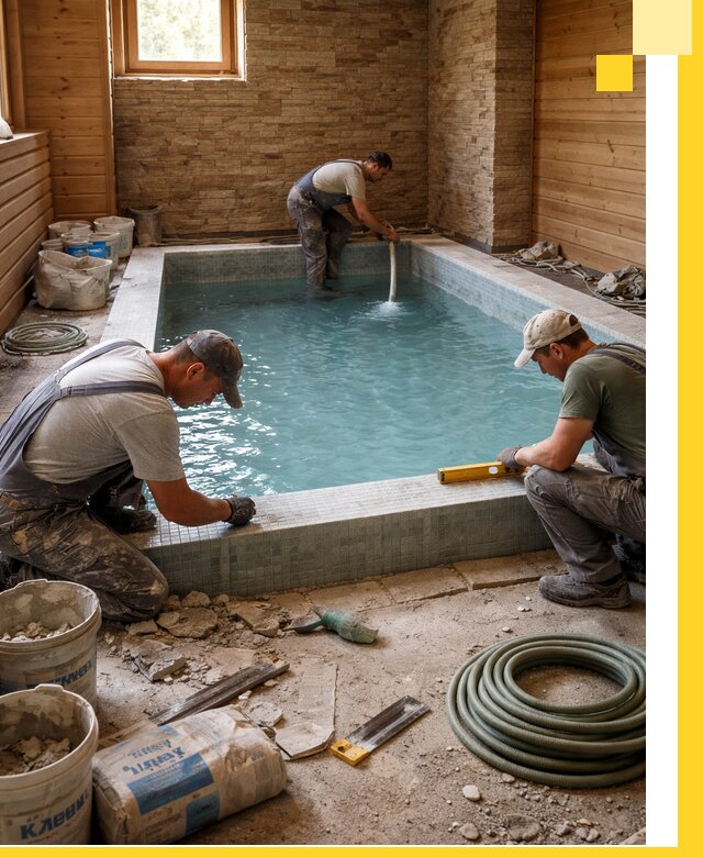 Проектирование и строительство бассейнов для бани в Устях-Куте