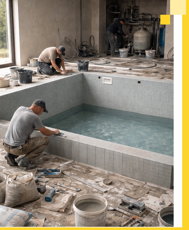 Строительство и монтаж бассейнов в помещении в Устях-Куте