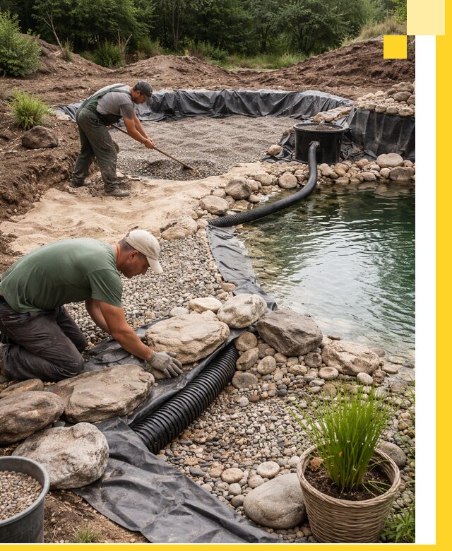 Строительство природных бассейнов и озер в Устях-Куте под ключ
