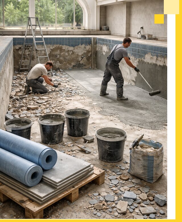 Реконструкция бассейнов в Устях-Куте: ремонт, гидроизоляция