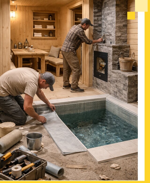 Строительство бань с комнатой отдыха под ключ в Устях-Куте