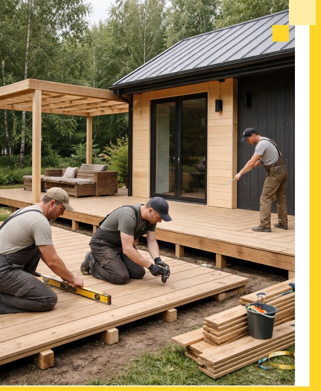 Строительство бань с террасой и бассейном под ключ в Устях-Куте