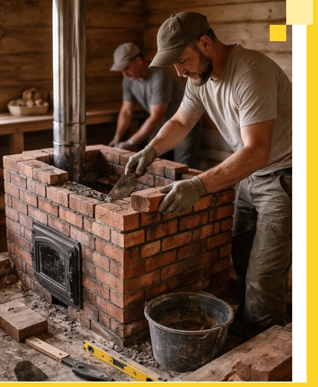 Кирпичные печи для бани под ключ в Устях-Куте, проект и монтаж