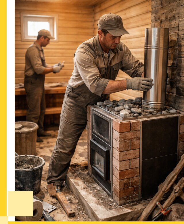 Монтаж печи в бане под ключ в Устях-Куте от 20594 р. | ЭриданУтк