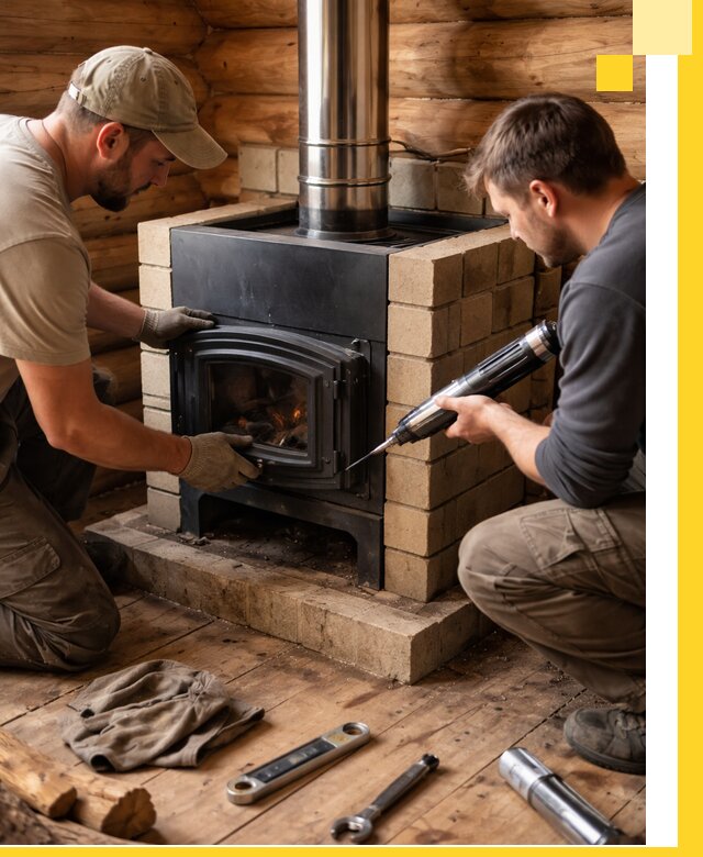 Монтаж и установка печи в бане под ключ с гарантией в Устях-Куте