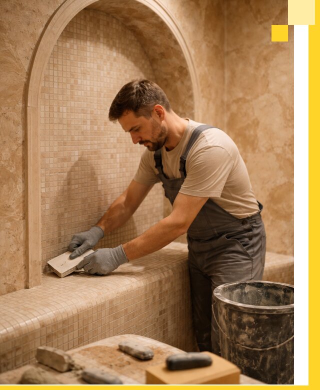 Профессиональная отделка хамамов с мозаикой под ключ в Устях-Куте