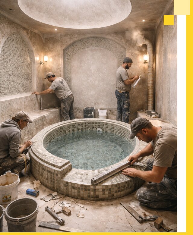 Профессиональное строительство хамама с бассейном в Устях-Куте под ключ