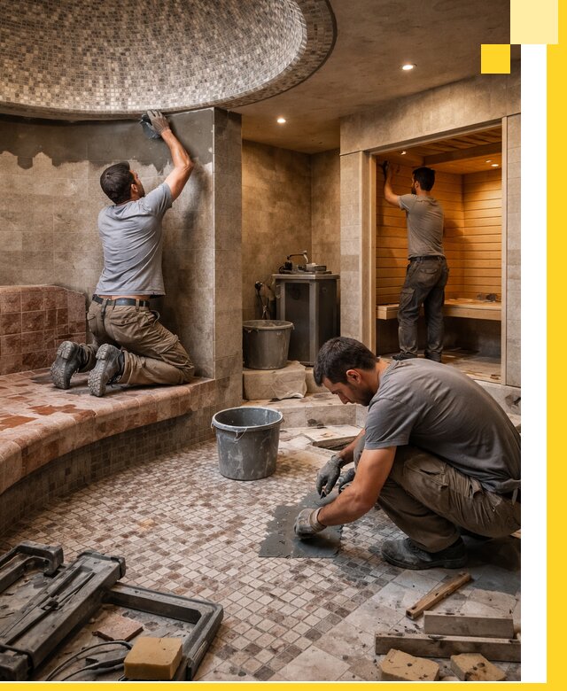 Проект и строительство хамама бани и сауны под ключ в Устях-Куте