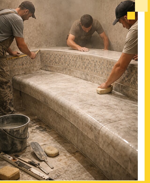 Изготовление и установка сидений для хамама в Устях-Куте