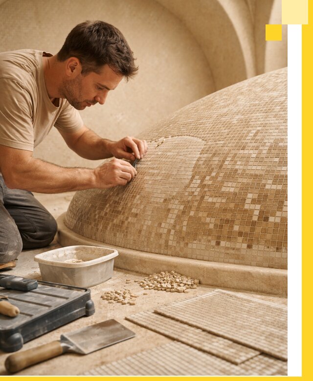 Профессиональная укладка мозаики для хамама под ключ в Устях-Куте