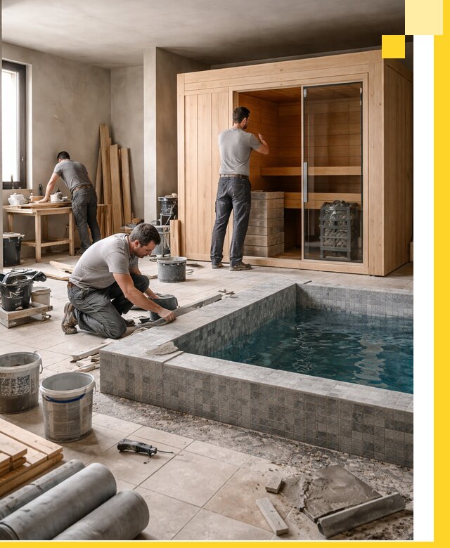 SPA зоны под ключ с бассейном сауной и печью в Устях-Куте